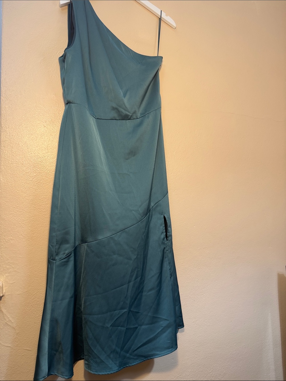 Sam Edelman Teal One-Shoulder Satin Dress